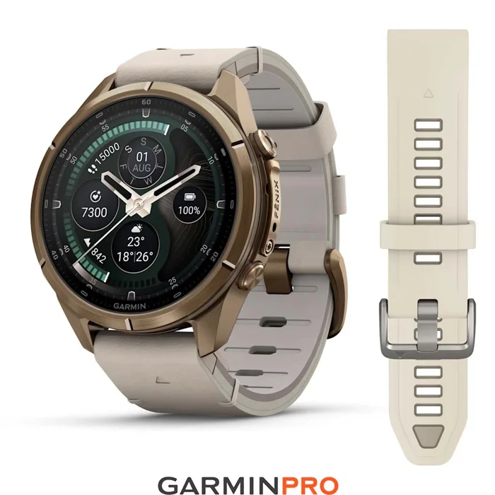 Garmin Fenix 9 Pro InReach 43mm Autumn Gold Titanium Bone Leather Band
