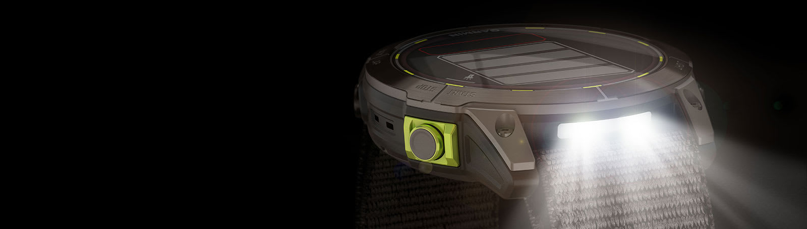 Фонарь Garmin Enduro 2 ночью — баннер Garmin