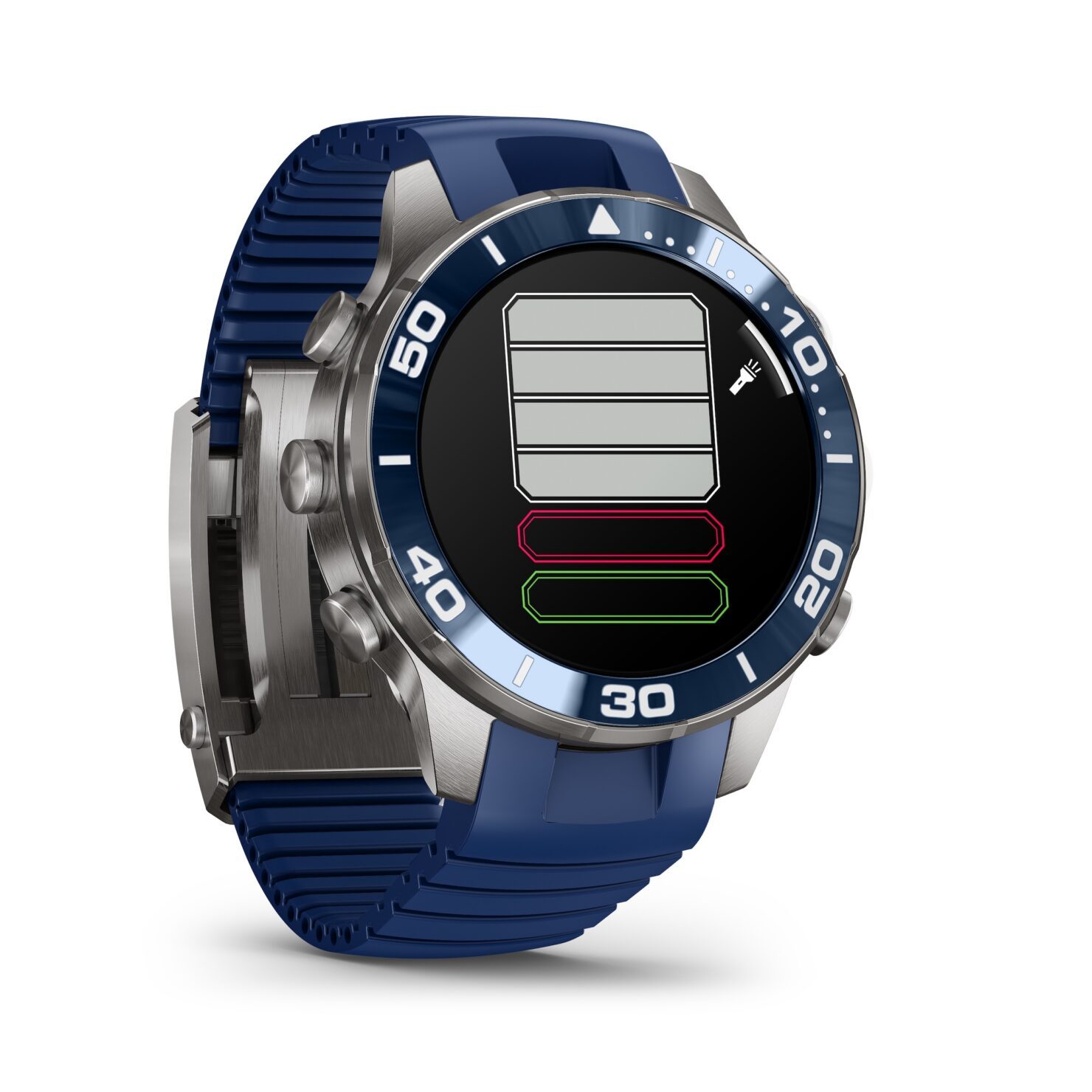 Garmin MARQ Diver Gen 3 с синим керамическим безелем и включённым фонариком