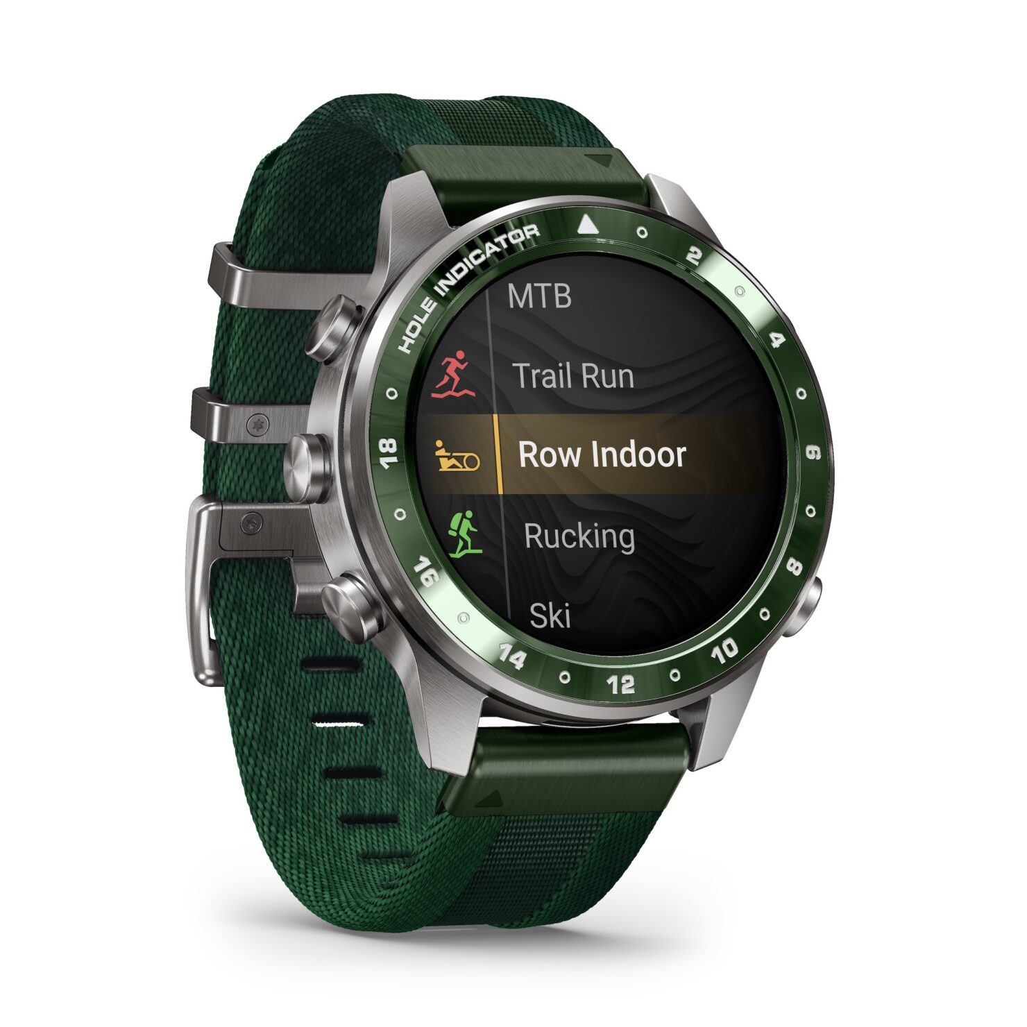 Garmin MARQ Golfer Gen 3 с жаккардовым ремешком и безелем с индикатором 18 лунок