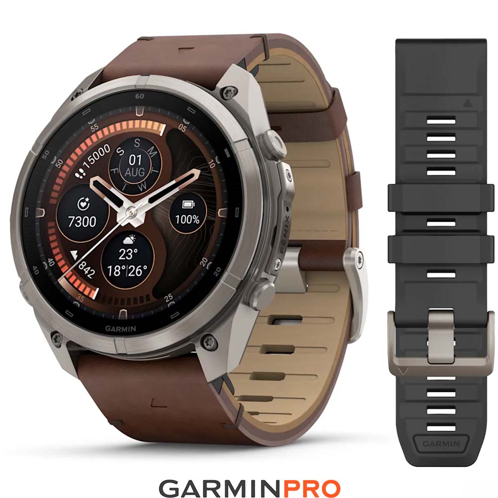 Garmin Fenix 9 Pro InReach 51mm Titanium Walnut Leather Band (010-04337-41)