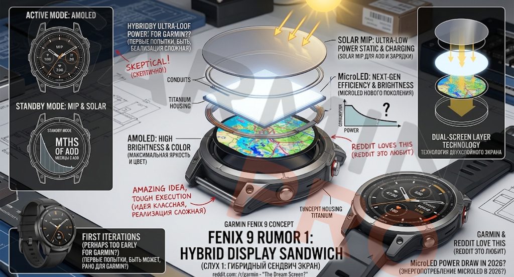 Слух о дисплеях Fenix 9