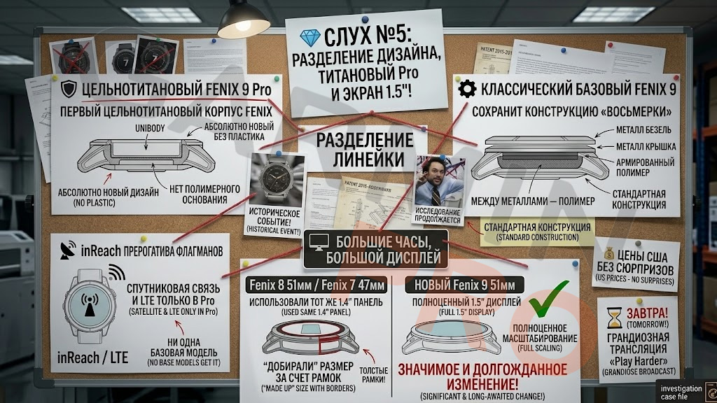 Слух о корпусе и дисплее Fenix 9