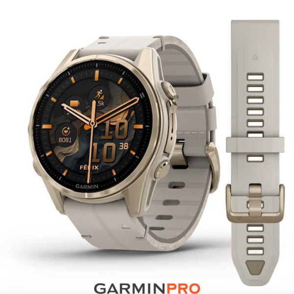 Garmin Fenix 8 43 mm AMOLED Sapphire Soft Gold Leather (010-02903-40)