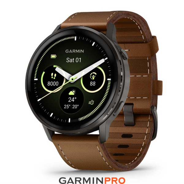 Garmin Venu 4 45 mm Slate Leather Band(010-03014-03)