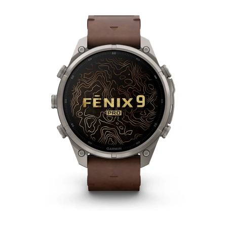 Garmin Fenix 9 Pro InReach 47mm Titanium Walnut Leather Band (010-04336-41)