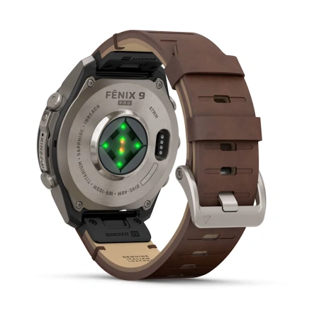 Garmin Fenix 9 Pro InReach 47mm Titanium Walnut Leather Band (010-04336-41)