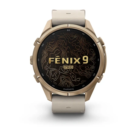 Garmin Fenix 9 Pro InReach 43mm Autumn Gold Titanium Bone Leather Band (010-04335-41)