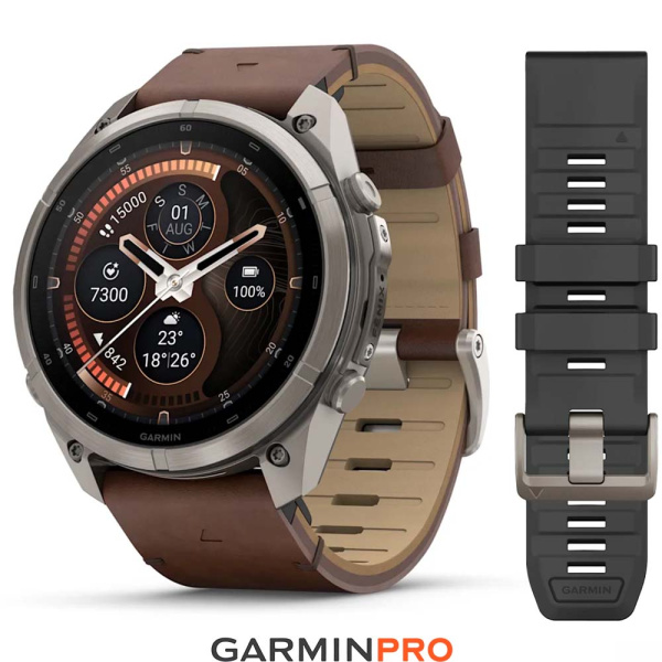 Garmin Fenix 9 Pro InReach 51mm Titanium Walnut Leather Band (010-04337-41)