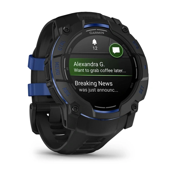 Garmin Instinct 3 50 mm, AMOLED Black/Bolt Blue (010-03020-03)